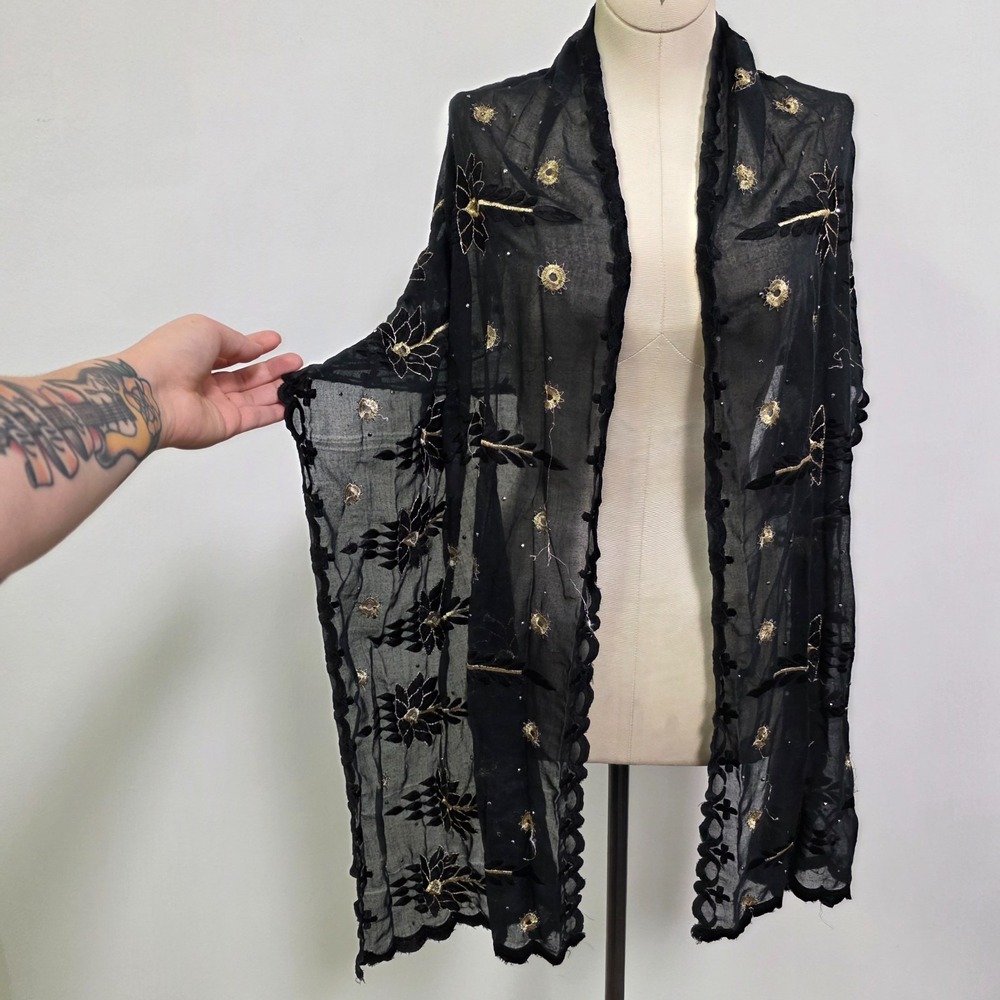 Whimsigoth Celestial Wrap Scarf One Size Fairy Grunge Black Sultry Dark Witchy